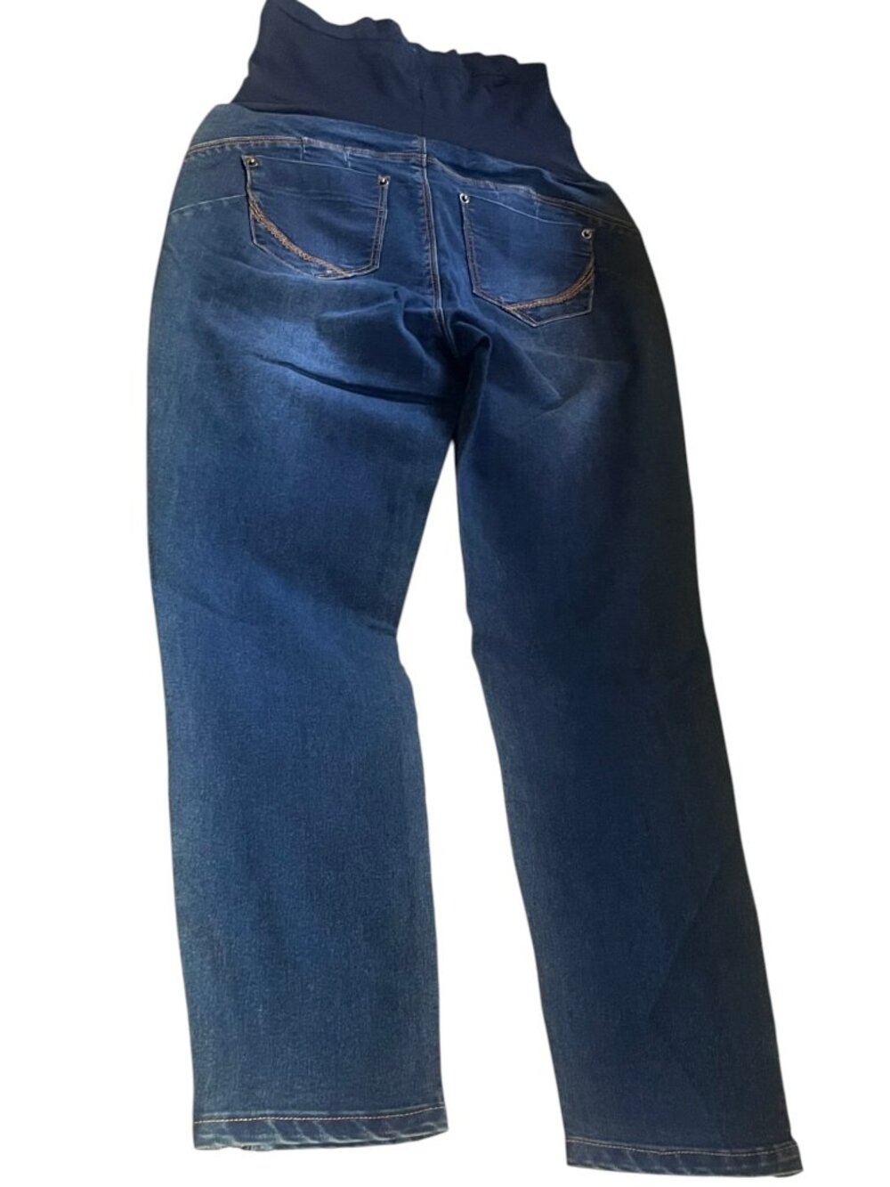 Haute Mama Maternity Skinny Ankle Zip Accent Jeans Over Belly Stretch Denim M - Picture 5 of 7